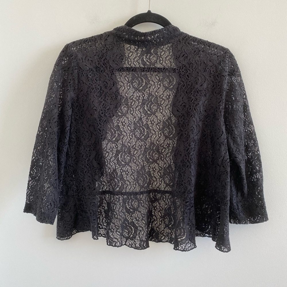 Notations Black Lace Open Cardigan Size Petite Large - Picture 3 of 4